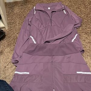 Purple Athletic Quarter Zip Pullover and Shorts Set